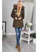 Khaki bunda so záplatami 91100 - Internetový obchod - Butik